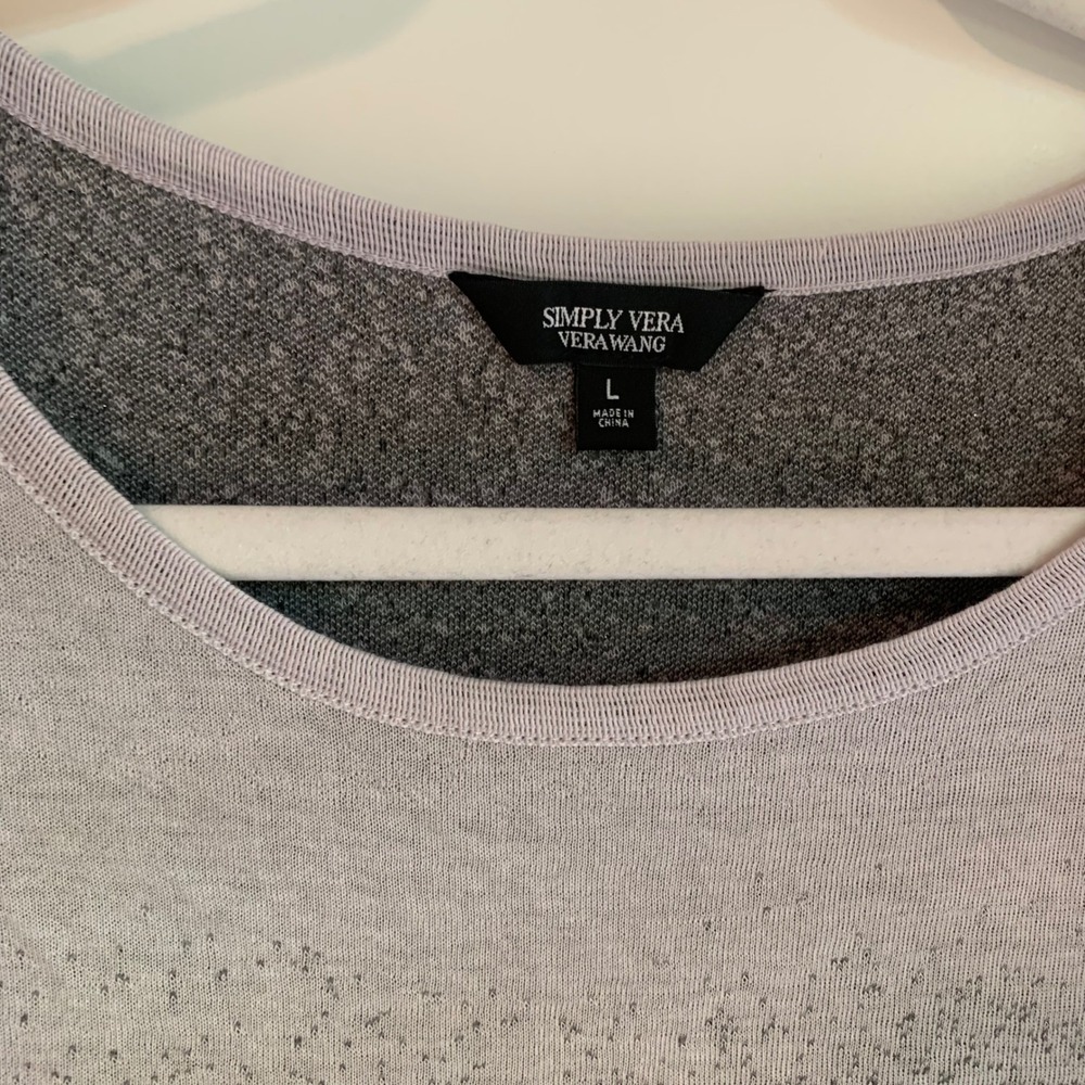 Simply Vera Womens Metallic Gray Ombre Asymmetrical Knit Sweater Top L New - Picture 10 of 10